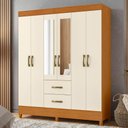 Ver imagem 1 de Guarda Roupa 6 Portas Roma com Espelho Cinamomo Off White