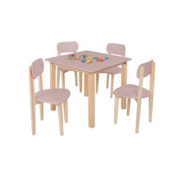 Conjunto Infantil Mesa/cadeira Modelo Colorê Madeira Pinus:rosa - 2