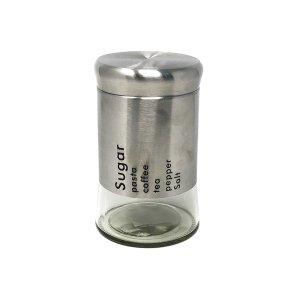 Pote de Vidro Médio C/ Tampa Aço Inox Sugar 650ml 15cm