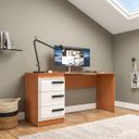 Ver imagem 1 de Mesa Escrivaninha Valência Home Office 3 Gavetas 163x77cm Branco/Freijó 250693