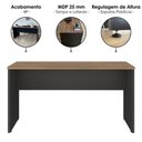 Ver imagem 4 de Mesa Escrivaninha Lineare Moderno sem Gavetas MDP 136cm Preto Artany