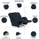 Ver imagem 3 de Poltrona do Papai Reclinável Kalie Power Touch Usb Fh9 Veludo Azul - Mpozenato