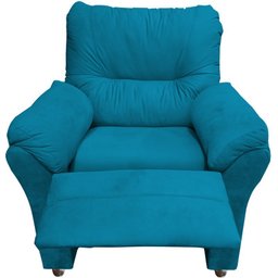 Poltrona Reclinável Manu Amamentação Bebe Quarto Sala  Suede  Turquesa - 2