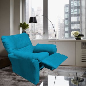 Poltrona Reclinável Manu Amamentação Bebe Quarto Sala  Suede  Turquesa