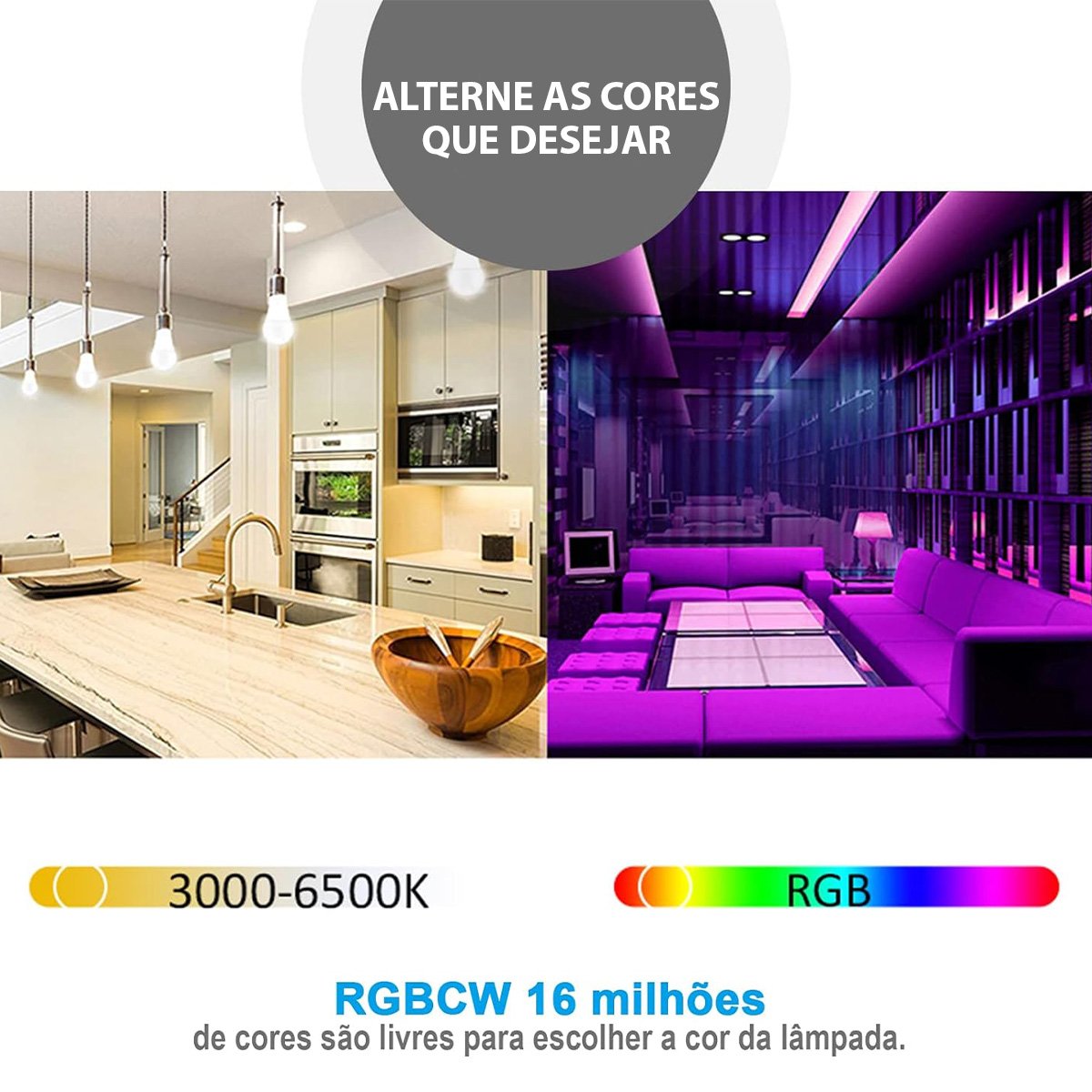 Lampada Led Smart Wifi Inteligente App Celular Rgb Iluminaçao Ajustavel 10w Programavel Decoraçao Ca - 5