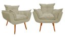 Ver imagem 1 de Kit 2 Poltronas Decorativa Opala Suede Bege Pés Madeira Ms Decor