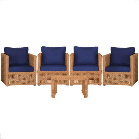Mesa Centro e 4 Poltronas Madri Corda Náutica Estofado 10 Trama Original