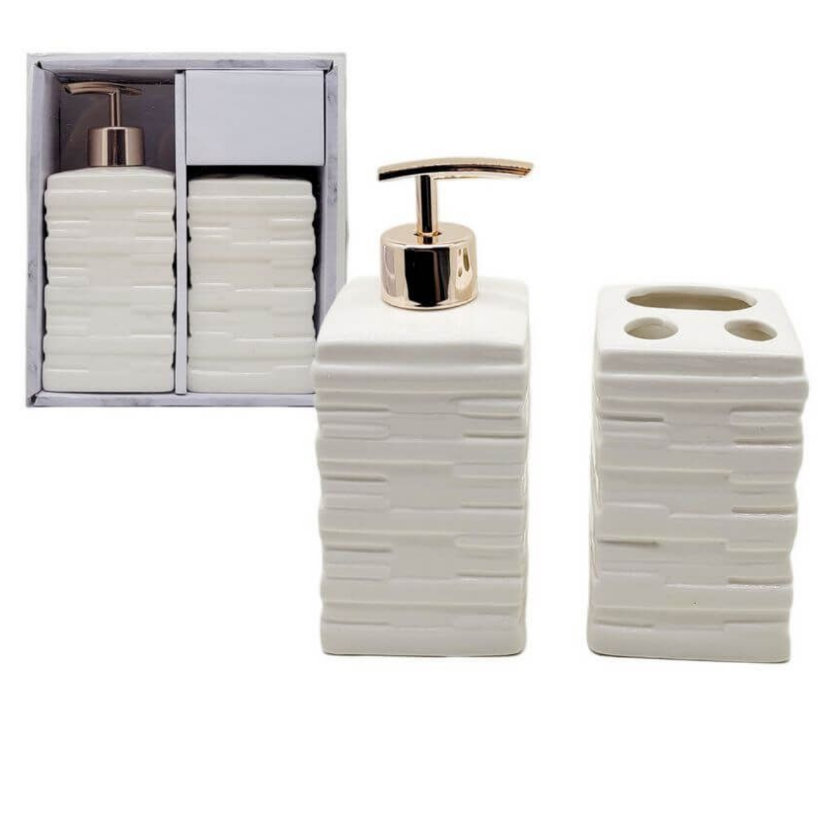 Kit Banheiro Lavabo Pia Decorado Moderno Organizador 2 Peças:Branco5227 - 7