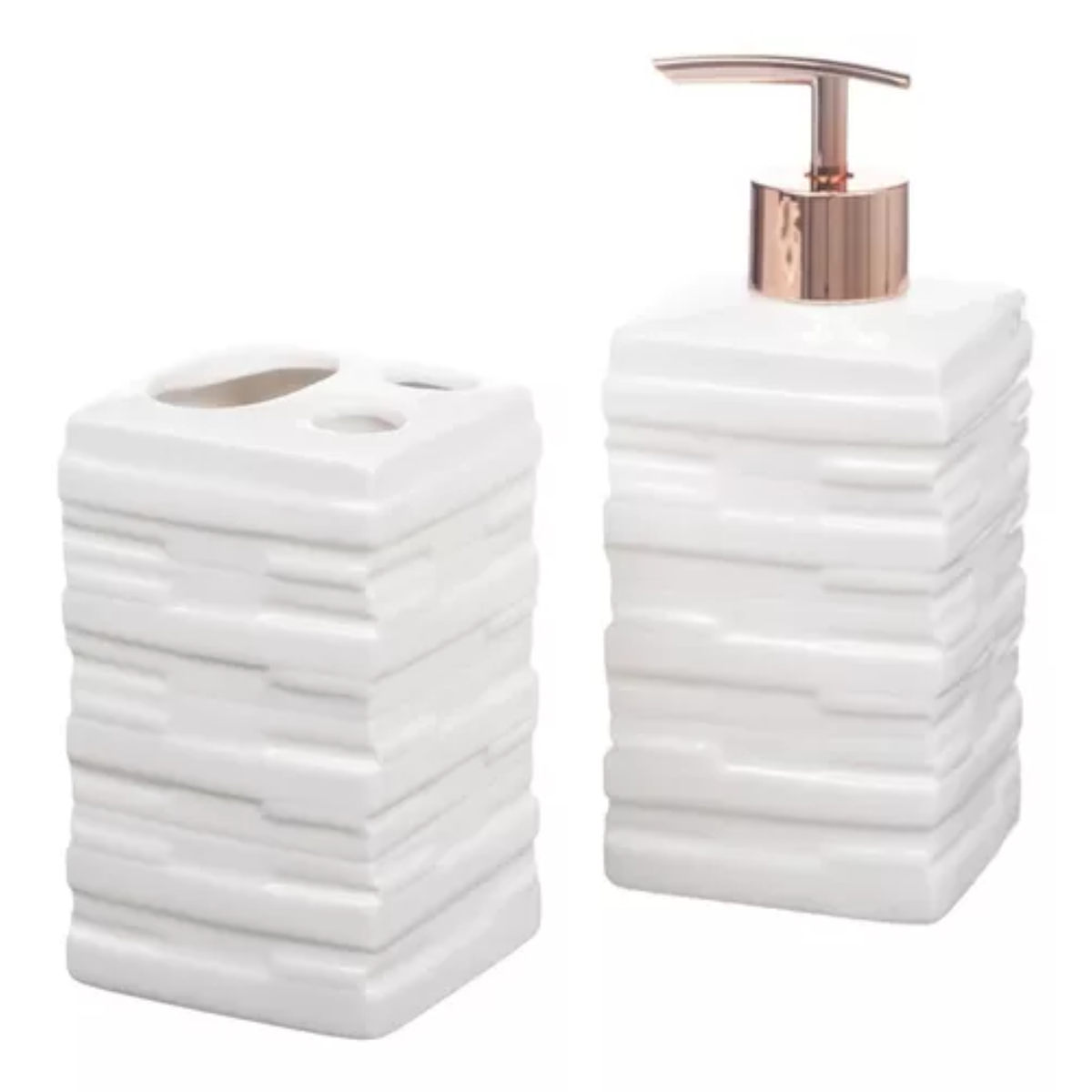 Kit Banheiro Lavabo Pia Decorado Moderno Organizador 2 Peças:Branco5227 - 4