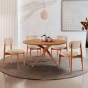 Ver imagem 2 de Sala de Jantar Mesa Ballare 120cm Tampo Redondo 4 Cadeiras Vel Creme /imbuia Nat/cinam. Imbuia