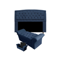 Ver imagem 1 de Cabeceira Geovana e Calçadeira Veneza Para Quarto Casal 140cm Suede Azul Marinho - LM DECOR