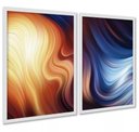 Ver imagem 2 de Kit 2 Quadros Abstratos Laranja Azul Ondas 24x18cm:moldura Preta
