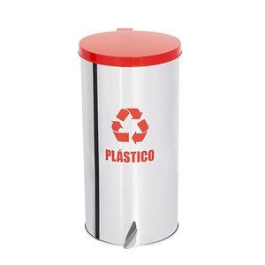 Lixeira Coleta Seletiva Pedal 30l em Aço Inox - Vermelho