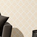 Ver imagem 1 de Papel De Parede Arabesco Bege e Branco Adesivo Vinílico Lavável
