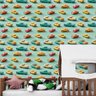 Papel de Parede Auto Adesivo Quarto Menino Carros Verdes Infantil Decorado Lavavel Criança 3m - 9