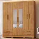 Ver imagem 2 de Guarda Roupa Casal 6 Portas com Espelho 182 cm Santiago Cedro Rudk