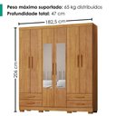 Ver imagem 3 de Guarda Roupa Casal 6 Portas com Espelho 182 cm Santiago Cedro Rudk