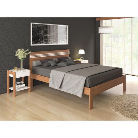 CamaCasal Para Colchão 138 X 188 Cm Cr35013 Amendoa/Branca