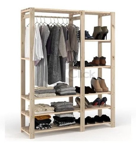 Conjunto Arara Mais Três Suporte Para Closet Otimizador De Espaço Sem Porta - 3
