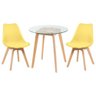 Mesa Redonda Com Tampo De Vidro 70 Cm + 2 Cadeiras Amarelas - 1