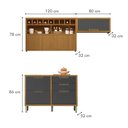 Ver imagem 2 de Cozinha 3 Peças Nesher Imperatriz 100% Mdf Freijó-grafite