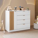 Ver imagem 1 de Cômoda Sapateira Infantil Ayla 100% MDF 4 Gav 1 Pt Detalhes Ripados Quarto de Bebê Branco Phoenix