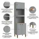 Ver imagem 5 de Torre Quente de Cozinha 3 Portas e 2 Nichos para Forno e Microondas Cinza Crystal