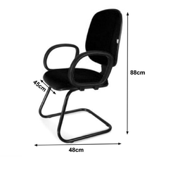 Cadeira Interlocutor Diretor LISA Base em “S” Preta – Braço Corsa – Corino Preto – MARTIFLEX - 3