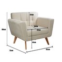 Ver imagem 3 de Poltrona Decorativa Bruna Cadeira Living Moderna Recepção Escritório - Suede Bege Claro