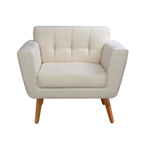 Poltrona Decorativa Bruna Cadeira Living Moderna Recepção Escritório - Suede Bege Claro