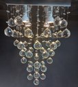 Ver imagem 1 de Luminária Moderna Cristais Alto Brilho,Com Base de Inox 30x30cm, Com Altura de 60cm Para Escritório