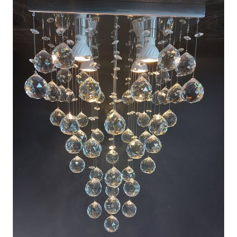Luminária Moderna Cristais Alto Brilho,Com Base de Inox 30x30cm, Com Altura de 60cm Para Escritório