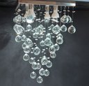 Ver imagem 2 de Luminária Moderna Cristais Alto Brilho,Com Base de Inox 30x30cm, Com Altura de 60cm Para Escritório
