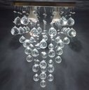 Ver imagem 3 de Luminária Moderna Cristais Alto Brilho,Com Base de Inox 30x30cm, Com Altura de 60cm Para Escritório