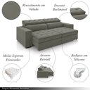 Ver imagem 3 de Sofá Decorativo Hugo 2 Lugares 208cm Reclinável e Retrátil Veludo Cinza G45 - Gran Belo