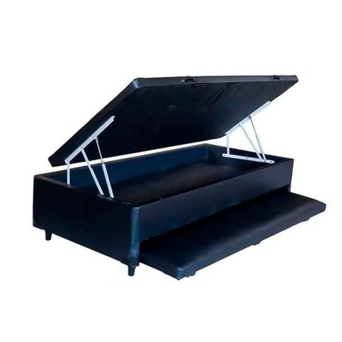 Cama Box com Baú Solteiro Auxiliar Espuma 8cm Courino Homequeen
