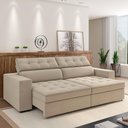 Ver imagem 6 de Sofá Retrátil Reclinável para Sala de Estar Living 290cm Clara M03 Veludo Bege
