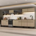 Ver imagem 1 de Armário de Cozinha Completa Atlanta Select com Vidro Carraro Amêndoa