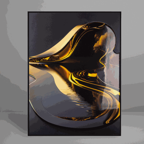 Quadro Decorativo Golden Lake Relevo