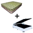 Ver imagem 1 de Cama Baú Casal 138 Tecido Sintético Branco com Colchão de Espuma Tokio D33 Bege - 25x138x188cm