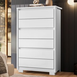 Cômoda 6 Gavetas Premium Multiuso Unno Alta Quarto Moderna Compacta Organizadora Elegante Cor Branco - 2