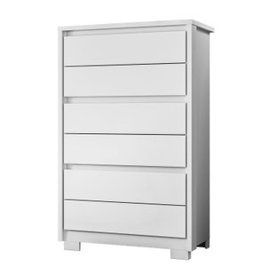 Cômoda 6 Gavetas Premium Multiuso Unno Alta Quarto Moderna Compacta Organizadora Elegante Cor Branco