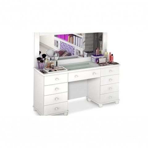 Penteadeira Camarim com Led Espelho Branca