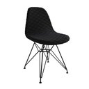 Ver imagem 2 de Kit 2 Cadeiras Jantar Estofadas Preta Eames Base Ferro Preto