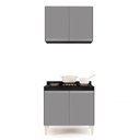 Ver imagem 3 de Kit Armário Aéreo e Balcão para Cooktop de Cozinha 02 Portas Diana 80 cm - D’Rossi Preto e Ci