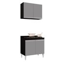 Ver imagem 1 de Kit Armário Aéreo e Balcão para Cooktop de Cozinha 02 Portas Diana 80 cm - D’Rossi Preto e Ci