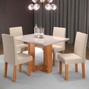 Ver imagem 1 de Mesa de Jantar 4 Lugares Rebeca Mel/Nude/Off White - Viero Móveis