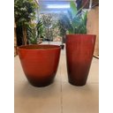Ver imagem 2 de Kit com 2 Vasos para Plantas de Polietileno Lisa Efeito Marmorizada Luxo (vermelho Premium).