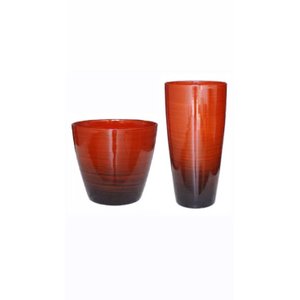 Kit com 2 Vasos para Plantas de Polietileno Lisa Efeito Marmorizada Luxo (vermelho Premium).