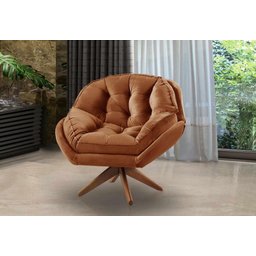 Poltrona Decorativa Pillow Top com Base Giratória Veludo Califórnia Terracota - 1